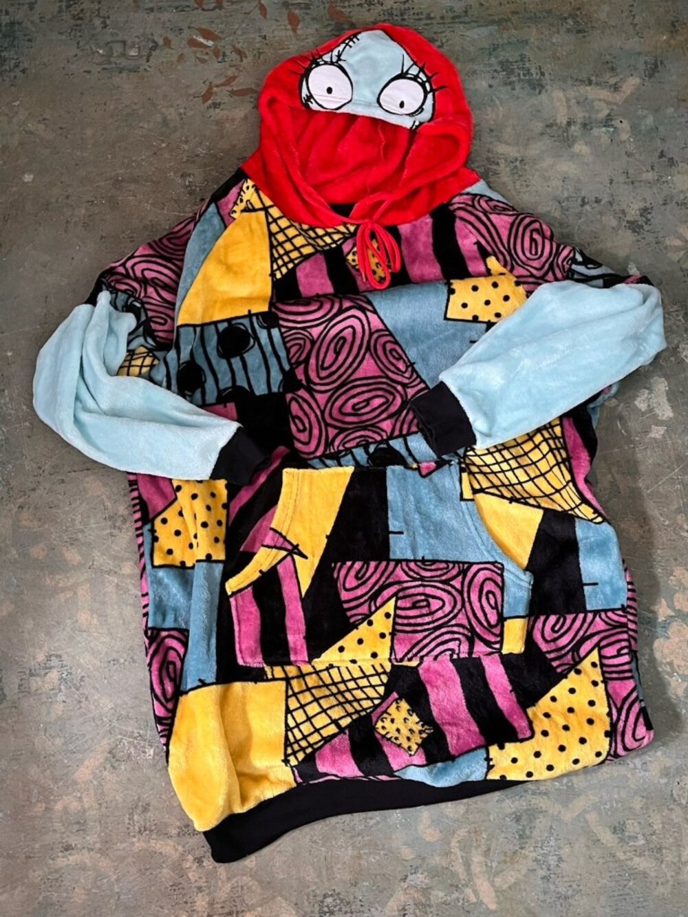 Disney Nightmare Before Christmas Sally Hoodie Plush Lounge Top Sz L 12/14